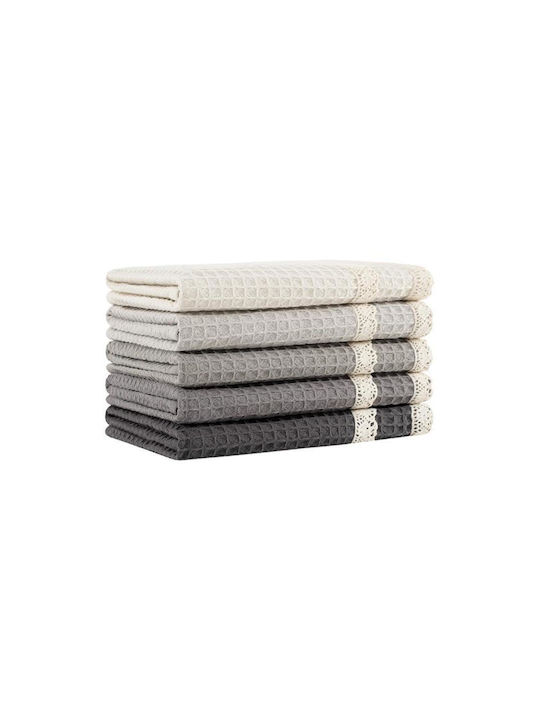 SteweHome Kitchen Towel Made of 100% Cotton in Gray Colour 40x60cm 5 Pieces