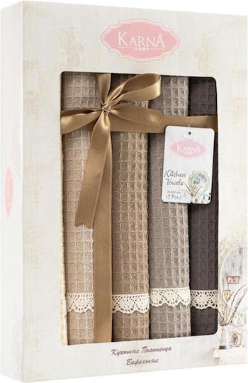 SteweHome Kitchen Towel Made of 100% Cotton in Brown Colour 40x60cm 5 Pieces