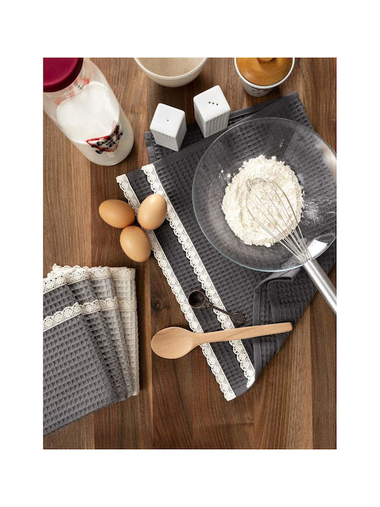 SteweHome Kitchen Towel Made of 100% Cotton in Gray Colour 40x60cm 5 Pieces