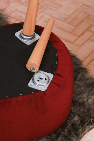 Taburet de Living Tapițat cu Material Textil Vișiniu