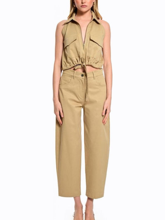 Damen Stoffhose Beige