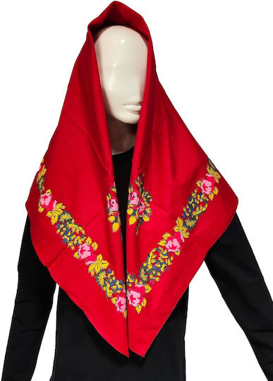 Cycladic Women's Large Traditional Costume Headscarf Mark203 Burgundy
