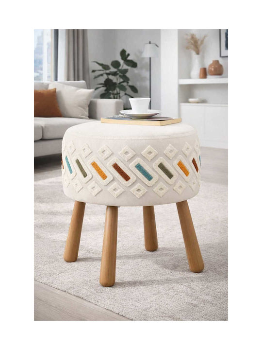 Living Room Wooden Beige Stool 40x60x58cm