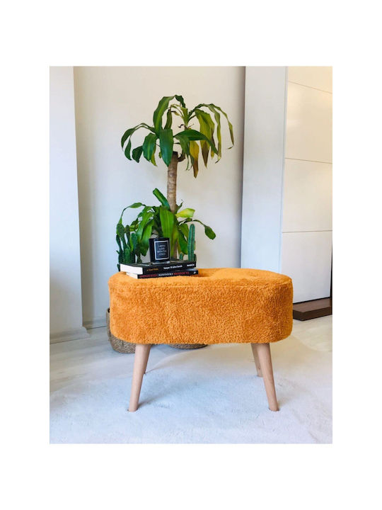 Living Room Wooden Orange Stool