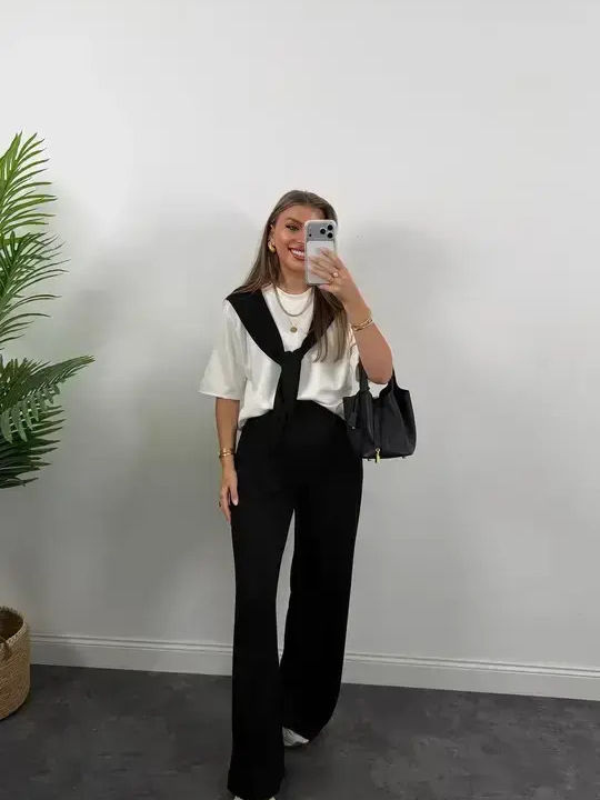 Sweatpants Set Black-White