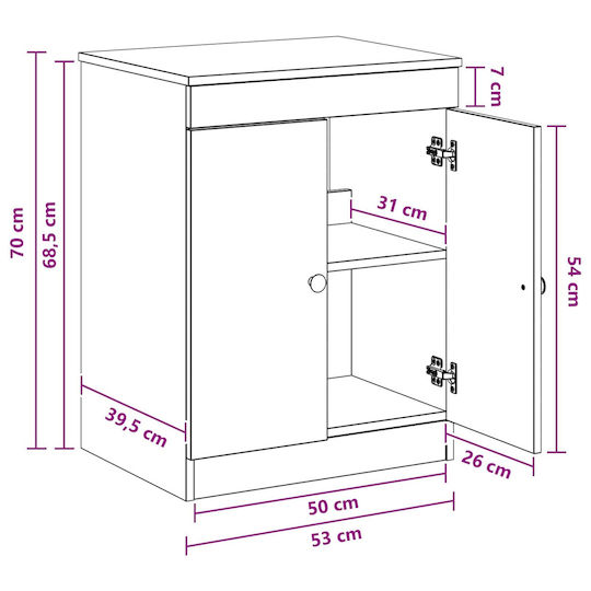 vidaXL Panglică Fără Lavoar M54xA41xÎ70cm Stejar Sonoma