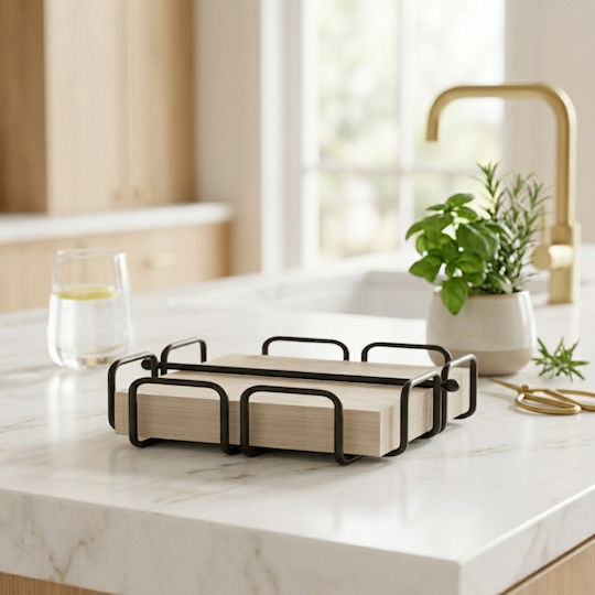 Femmit Metallic Black Tabletop Napkin Holder 19x19cm