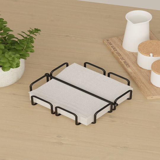 Femmit Metallic Black Tabletop Napkin Holder 19x19cm