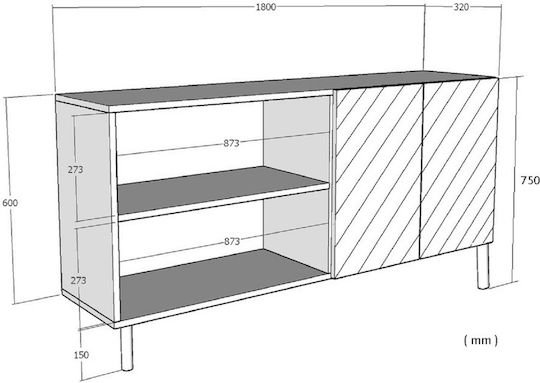 Sideboard with Mirror White 180x32x75cm