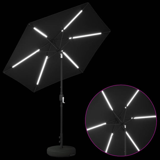 Round Aluminum Garden Parasol Black F2.3xY2.28m