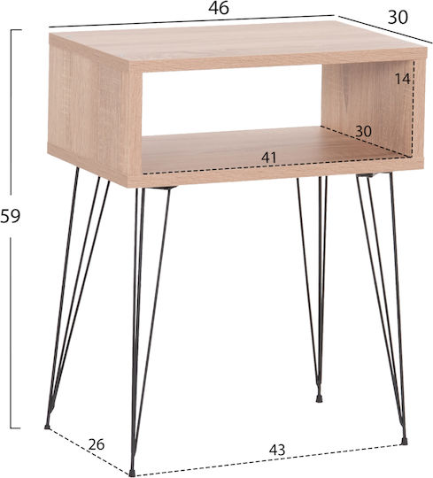 Todd Ξύλινο με Μεταλλικά Πόδια Μπεζ 46x30x59cm HM18184.03