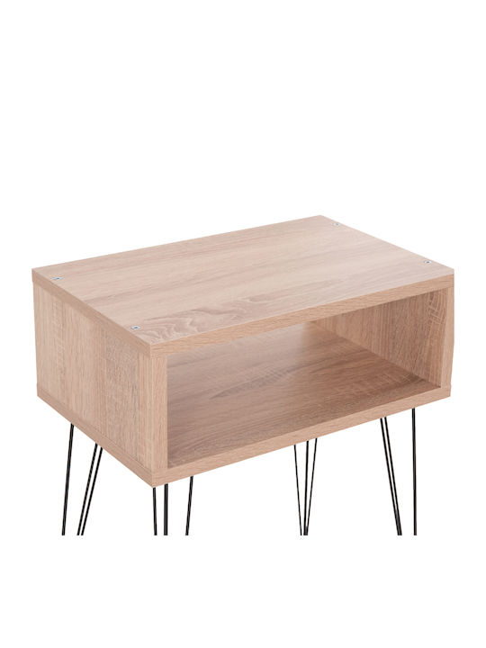 Κομοδίνο Todd Ξύλινο με Μεταλλικά Πόδια Μπεζ 46x30x59cm