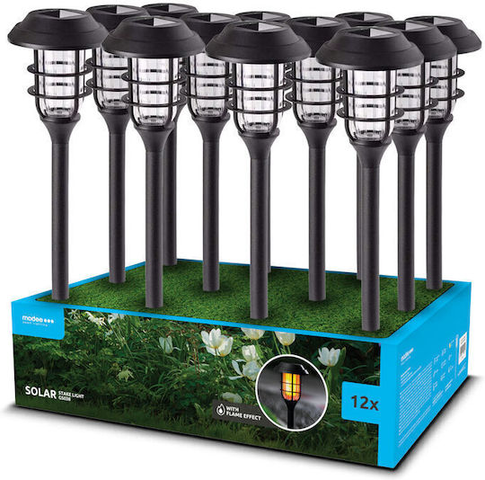 Modee Lighting Set of 12 Spiked Solar Lights with Warm White Light 1800K IP44 43x43cm