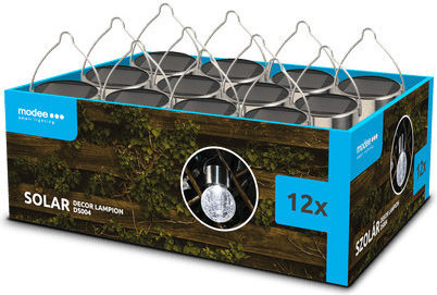 Modee Lighting Σετ 12 Κρεμαστά Ηλιακά Φωτιστικά Φανάρια Ψυχρό Λευκό 8000K με Φωτοκύτταρο IP44 9x9x11εκ.