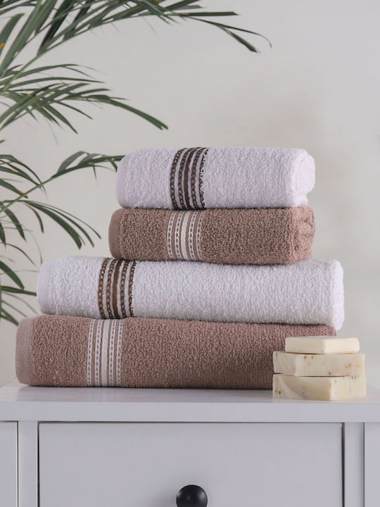SteweHome Bath Towels Set 4pcs Brown