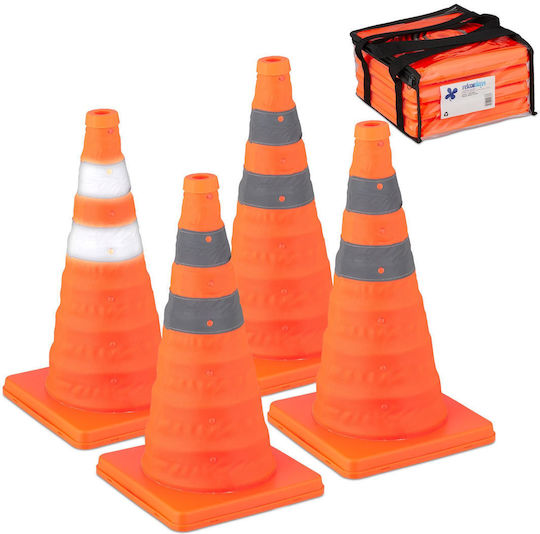 Set 4 Conuri De Antrenament Portocalii Argintii 45x24.5x24.5 Cm