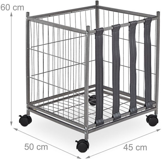 Relaxdays Cărucior Mingii Gri 60x50x45 Cm Roți Capacitate 10 Kg