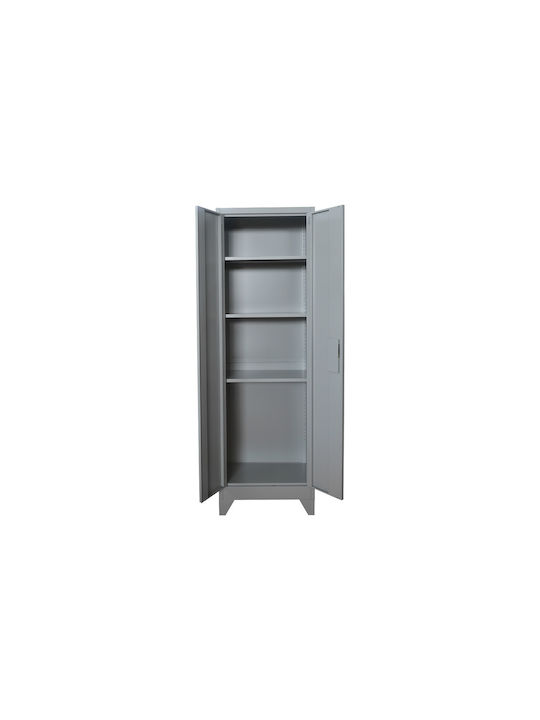 Double-Leaf Metallic Galvanized Cabinet with Locking Capability with 3 Shelves 60x40x190 cm