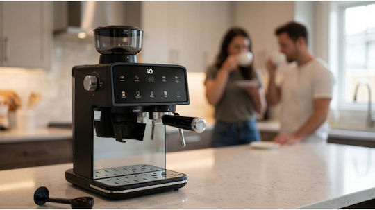 IQ Μηχανή Espresso 1600W Πίεσης 20bar για Cappuccino Μαύρη CM-155