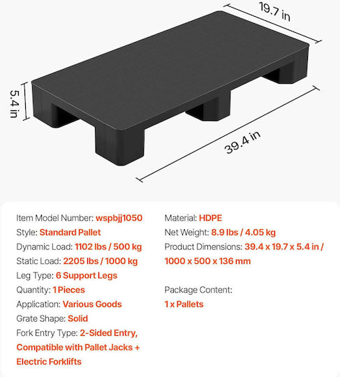 Vevor Packaging Pallet 100x50x13.6cm