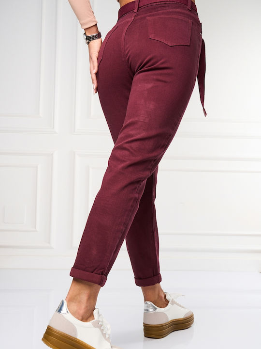 Pantaloni Dama Tesatura High Rise Fit Mama Burgundy