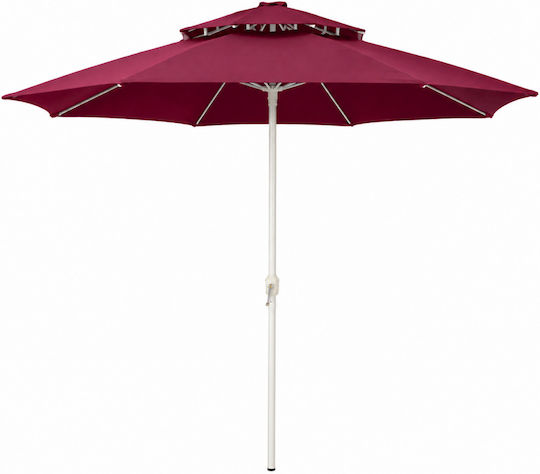 ForHome Folding Beach Umbrella Diameter 2.4m with UV Protection and Burgundy Air Duct