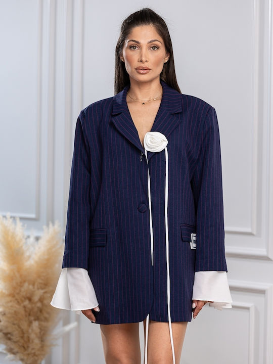 Pantaloni Dama Din Țesătură Albastru Marin