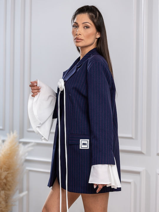 Pantaloni Dama Din Țesătură Albastru Marin