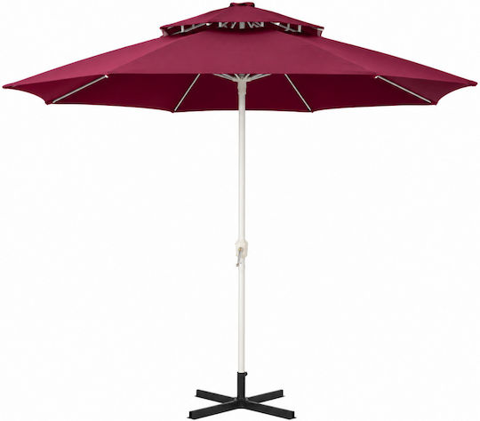 ForHome Folding Beach Umbrella Diameter 2m with UV Protection and Burgundy Air Duct