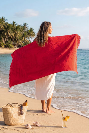 SteweHome Cotton Red Beach Towel 100x150cm