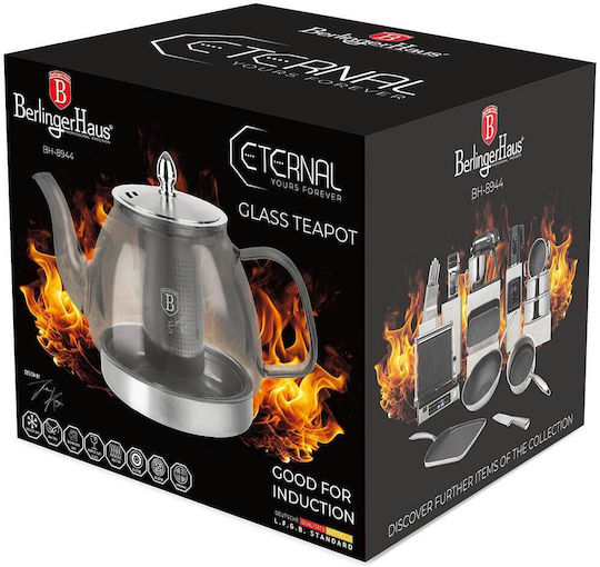 Berlinger Haus Τσαγιέρα με Φίλτρο Γυάλινη Ασημί 1200ml