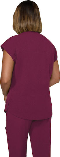 KOI USA Female Medical Blouse Burgundy