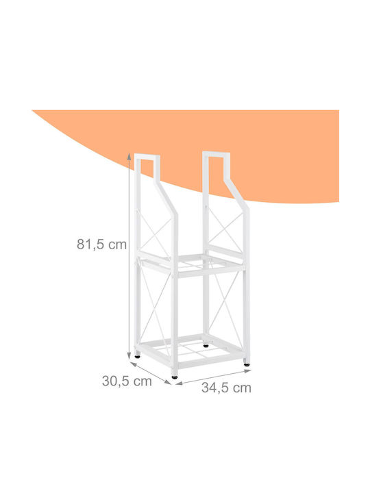 Relaxdays Raft Metalic De Depozitare Lemne 81.5x30.5x34.5cm Alb