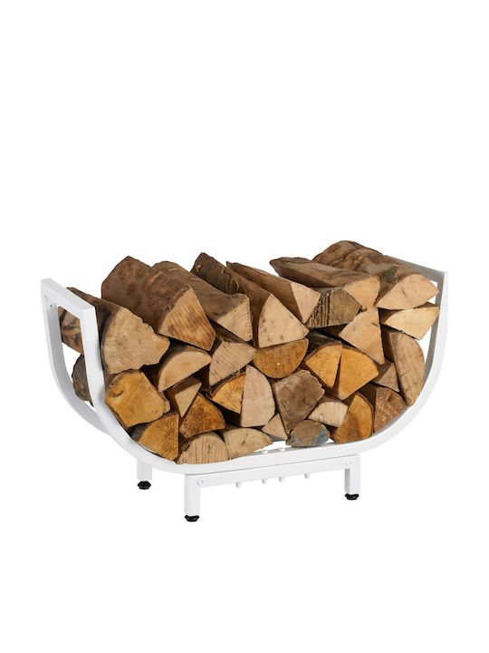Relaxdays Μεταλλικό Καλάθι Αποθήκευσης Ξύλων 35x21x65cm Λευκό