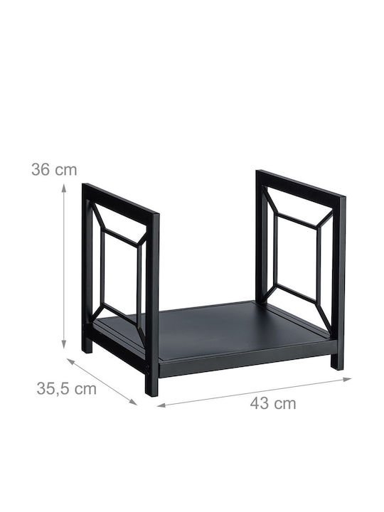 Relaxdays Coș Din Lemn Pentru Depozitare Lemne 36x35.5x43cm Negru