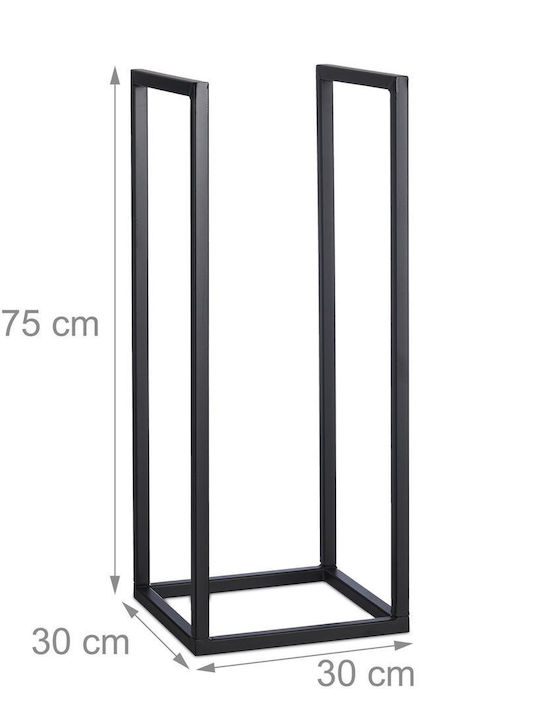 Relaxdays Raft Metalic Pentru Depozitarea Lemnelor 75x30x30cm Negru