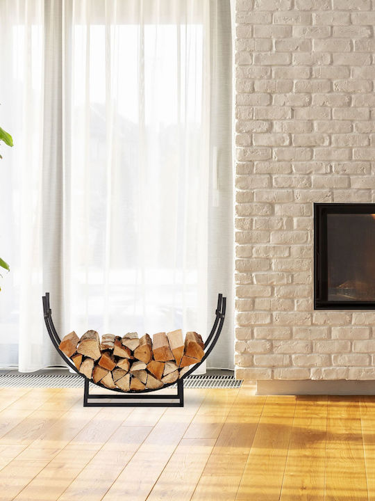 Relaxdays Coș Metalic De Depozitare Lemne 55x21x92cm Negru