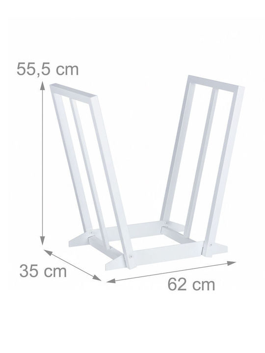 Relaxdays Coș Din Lemn Pentru Depozitarea Lemnelor 55.5x62x35cm Alb