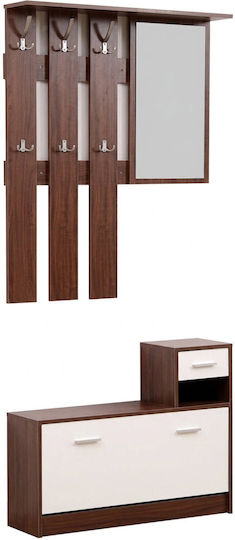 Gendry Gendry Mobilier de Intrare cu Oglindă / Cuier & Dulap pentru Pantofi 90x24x190cm