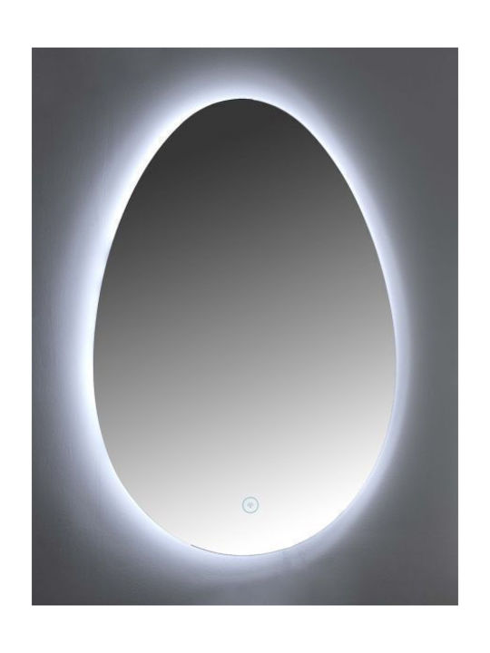 Gloria Oscar Οβάλ Καθρέπτης Μπάνιου Led 60x80cm Λευκός