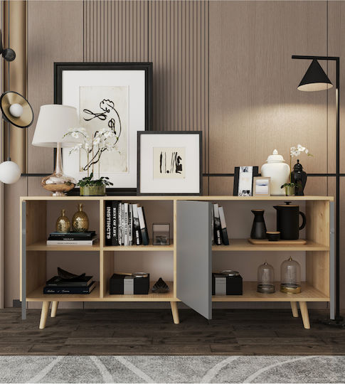 SteweHome Sideboard Holz 180x45x80cm Mehrfarbig