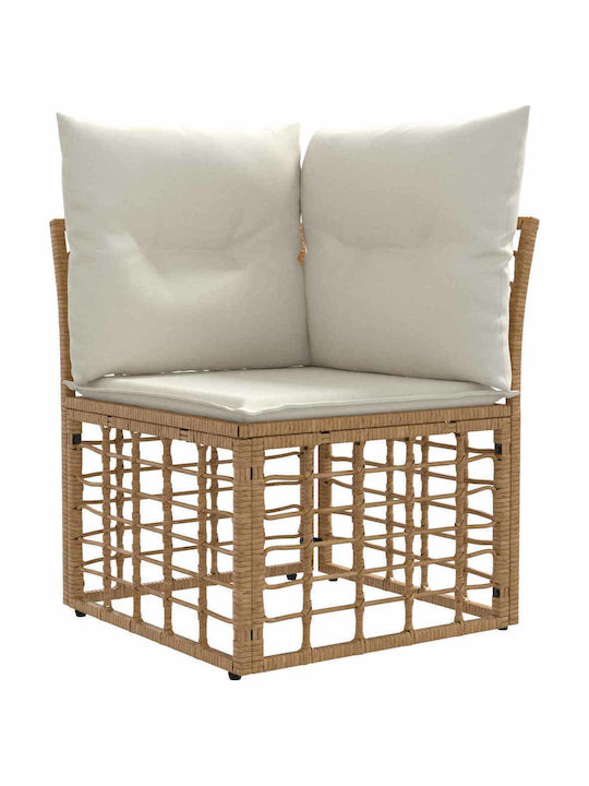 Garten- und Outdoor-Möbelsets Typsatz Wohnbereich 9 Stück Natur und Creme Weiß mit Kissen
