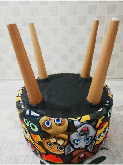 Wooden Multicolour Footstool