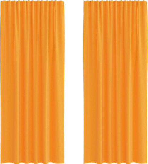 vidaXL Set Perdele Fereastră cu Capse Portocalii 140x225cm vidaXL Set Perdele Fereastră cu Capse Portocalii 140x225cm