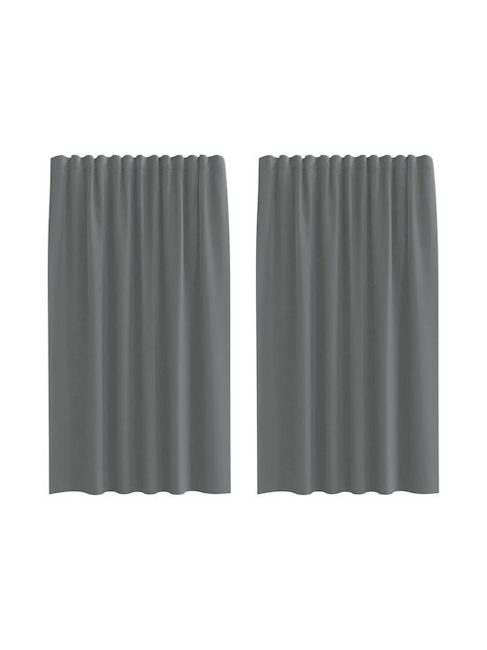 vidaXL vidaXL Set Vorhänge Fenster mit Oberer Registerkarte Dunkelgrau 140x175cm