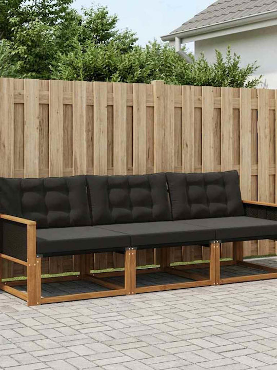 Canapea De Colț De Exterior Din Lemn Cu Perne 249x83x73cm