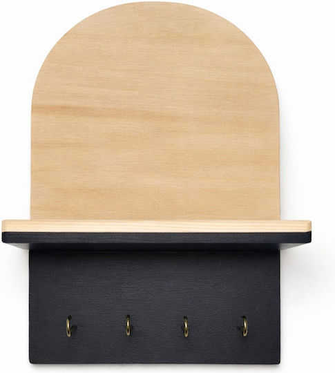 SteweHome Wooden Black Wall Hanger 19x24x6cm