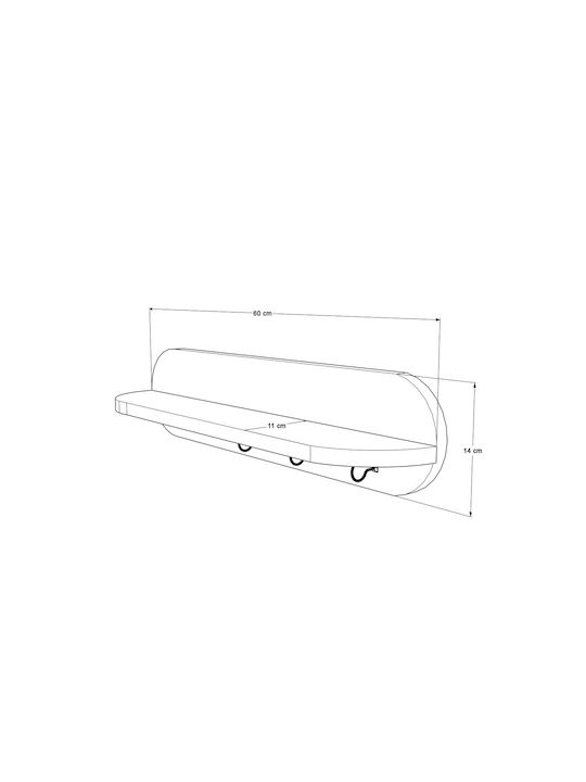 SteweHome Wooden Wall Hanger White 60x14x11cm