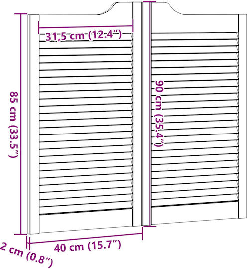 Πόρτες Swing 2 Pcs Φυσικό Μασίφ Ξύλο Πεύκου 42047164 Καφέ