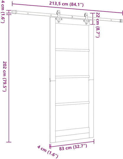 Sliding Door Orkdal White 83 x 202 cm Solid Pine Wood 3445551 White